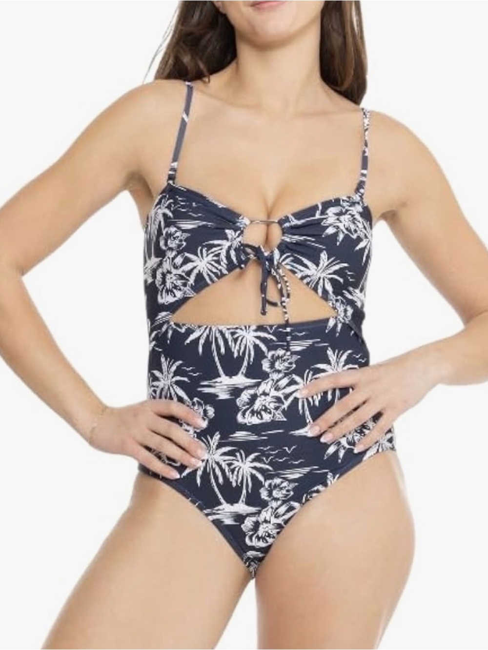 Roxy Women Bandeua Peel-A-Boo One Piece Swimsuit, Navy XL